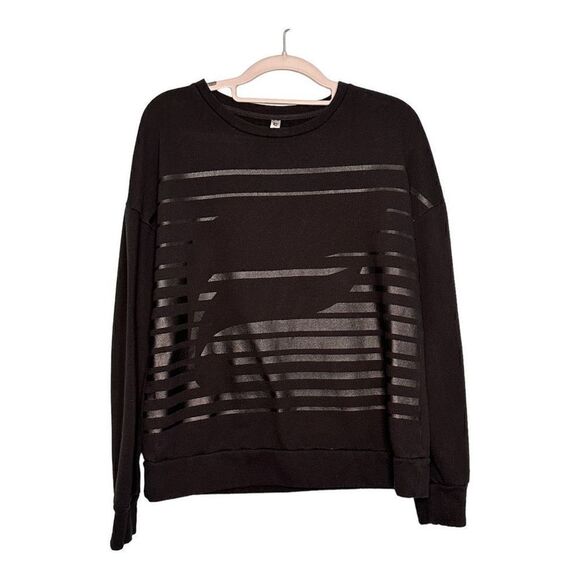 Fabletics black logo pullover crew neck sweatshirt size medium women’s long slee - Picture 1 of 8
